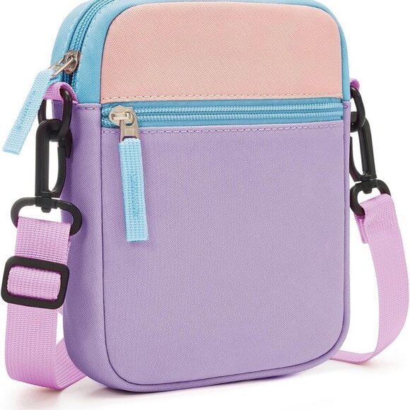 Other - Kids Colorblock Crossbody Purse for Girls, Compact 7.8-inch, Zipper Closure